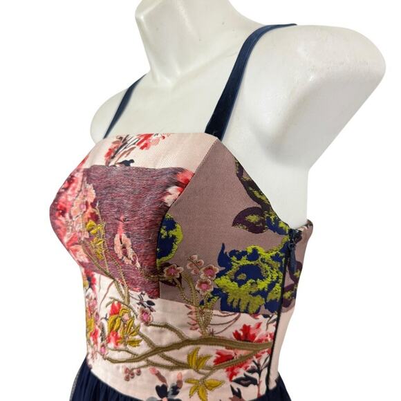 Moulinette Soeurs Anthropologie Fairy Whimsigoth Navy Tulle Embroidered Dress 0 - Picture 10 of 15